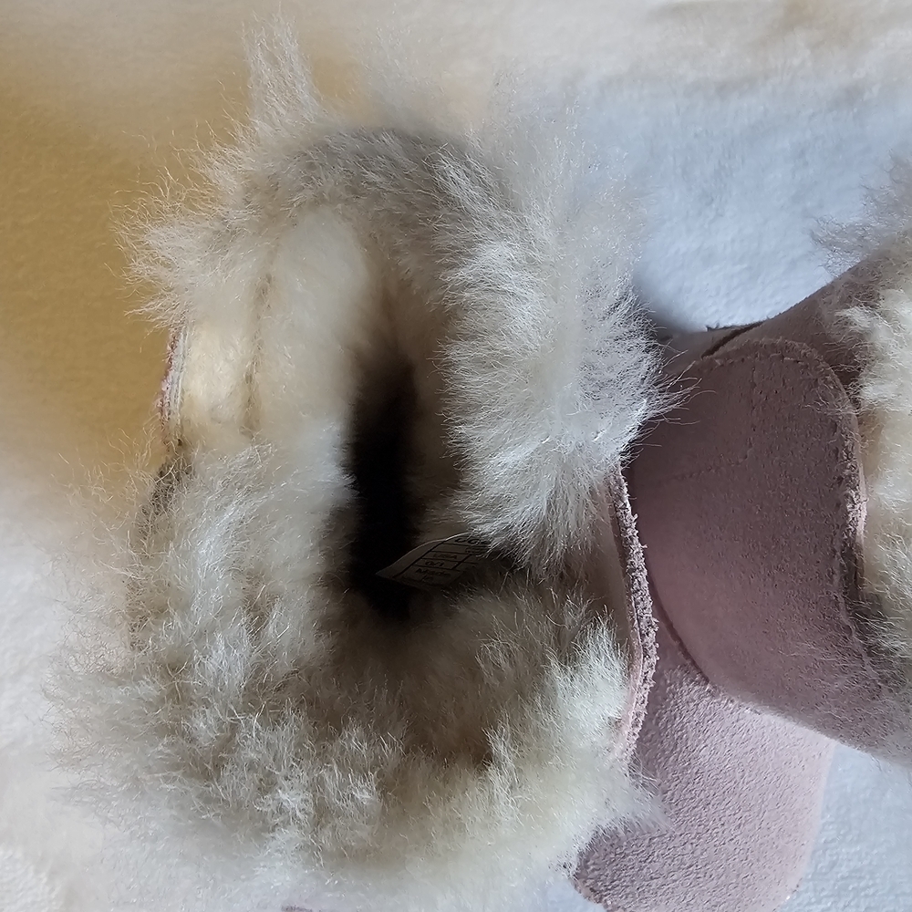 UGG Light Pink Baby Booties with Fur - Picture 7 of 8